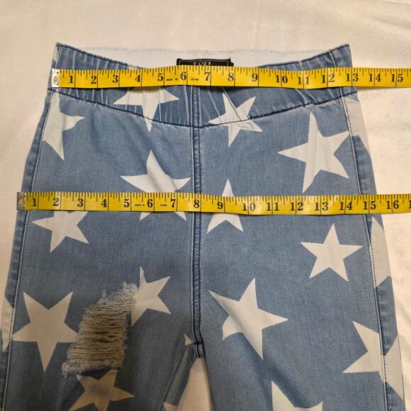 L&B Lucky and Blessed Retro Boho American Stars Pull-on Wide Leg Flare Jeans, SM - Picture 7 of 10